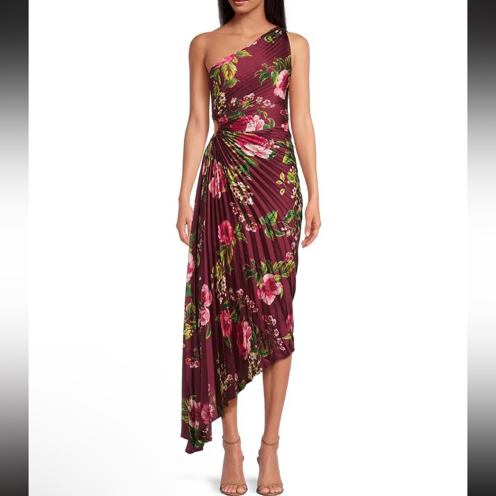 Petal & Pup Kleo Floral Asymmetric One Shoulder Midi Dress size Large
